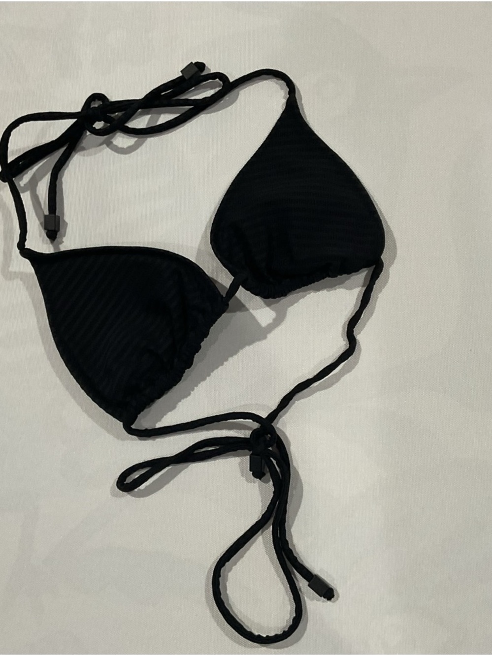 Zara Black Ribbed Triangle Swim Top